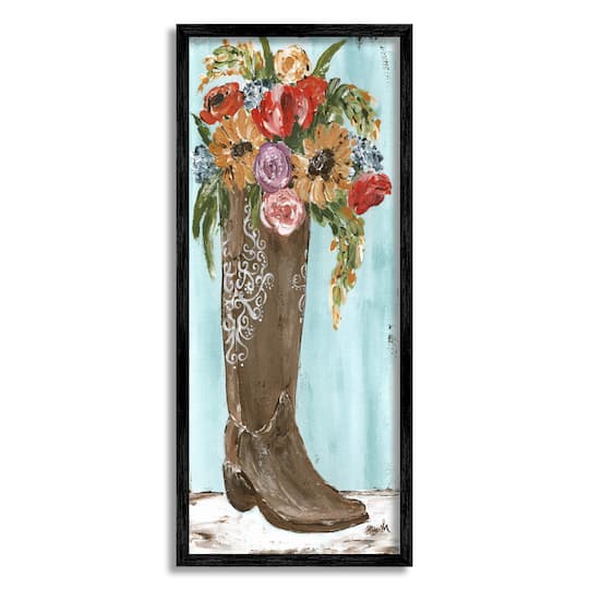 Stupell Industries Western Cowboy Boot Abstract Summer Harvest Florals Sunflowers Framed Wall Art
